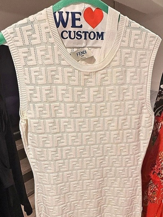 Fendi Dresses & Skirts - Fendi White FF Logo Knit Dress